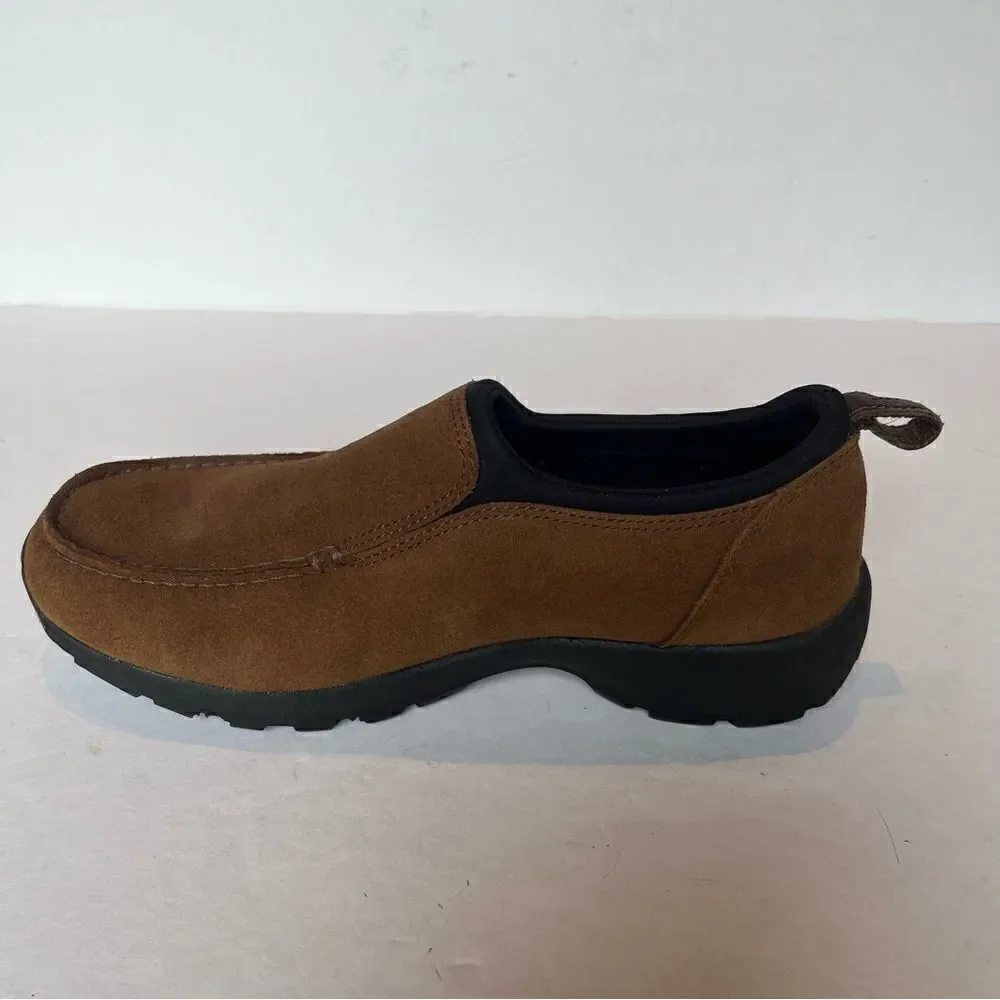 Lands' End Men's Suede Slip On Loafers Brown with black trim Size 9D